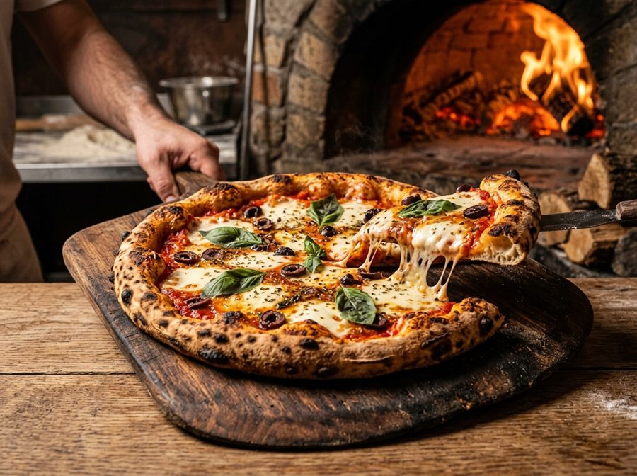 Pizza recién preparada